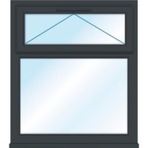 Euramax Grey Upvc Casement Window 2 Panel Top Hung 905 x 1010mm Clear Glass