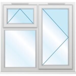 Euramax White Upvc Casement Window 3 Panel Top and Right Side Hung 1190 x 1160mm Clear Glass