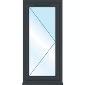 Euramax Grey Upvc Casement Window 1 Panel Right Side Hung 610 x 1010mm Clear Glass