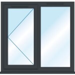 Euramax Grey Upvc Casement Window 2 Panel Left Side Hung 1190 x 1010mm Clear Glass
