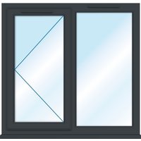 Euramax Grey Upvc Casement Window 2 Panel Left Side Hung 1190 x 1010mm Clear Glass