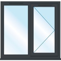 Euramax Grey Upvc Casement Window 2 Panel Right Side Hung 1190 x 1160mm Clear Glass