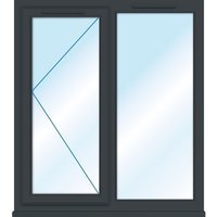 Euramax Grey Upvc Casement Window 2 Panel Left Side Hung 1190 x 1160mm Clear Glass