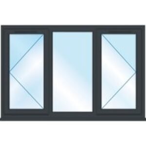 Euramax Grey Upvc Casement Window 3 Panel Left and Right Side Hung 1770 X 1160mm Clear Glass