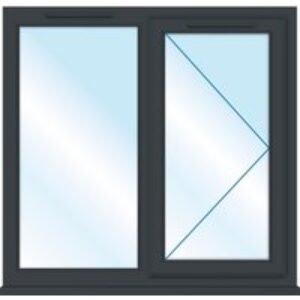 Euramax Grey Upvc Casement Window 2 Panel Right Side Hung 1190 X 1010mm Clear Glass