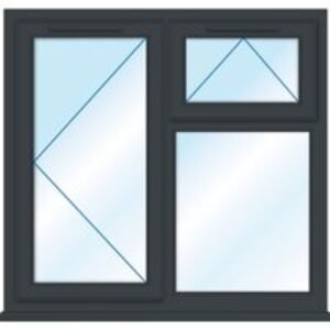 Euramax Grey Upvc Casement Window 3 Panel Top and Left Side Hung 1190 X 1010mm Clear Glass