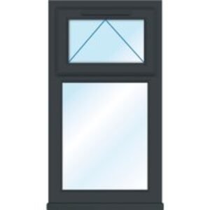 Euramax Grey Upvc Casement Window 2 Panel Top Hung 610 x 1160mm Clear Glass