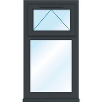 Euramax Grey Upvc Casement Window 2 Panel Top Hung 610 x 1160mm Clear Glass