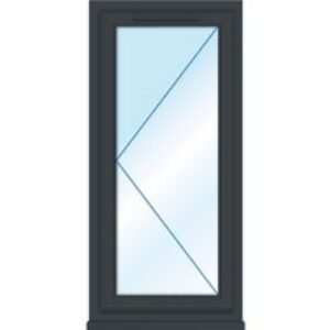 Euramax Grey Upvc Casement Window 1 Panel Left Side Hung 610 x 1010mm Clear Glass