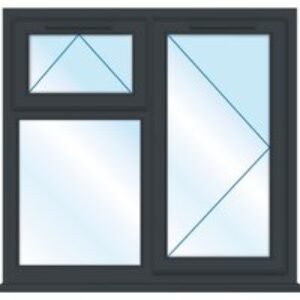 Euramax Grey Upvc Casement Window 3 Panel Top and Right Side Hung 1190 X 1010mm Clear Glass