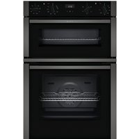 NEFF N 50 Circotherm Built in Double Oven Black Glass with Graphite Grey Trims 88cm – U1ACE2HG0B
