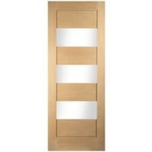 JELD-WEN Oregon Cottage Horizontal 3 Light Clear Glazed White Oak Door 762mm