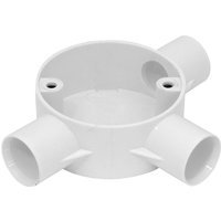 Ced PVC Conduit Box 3 Way Tee Box White 25mm