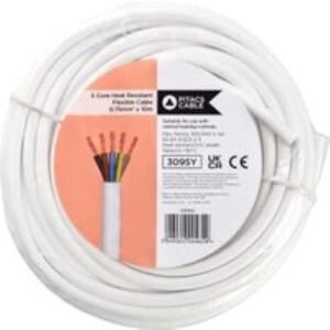 5 Core 3095Y White Heat Resistant Flexible Cable - 0.75mm² - 10m