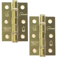 Eclipse 14103 Mild Steel Ball Bearing Hinge Grade 7 Electro Brass 76 x 51 x 2mm 2 Pack