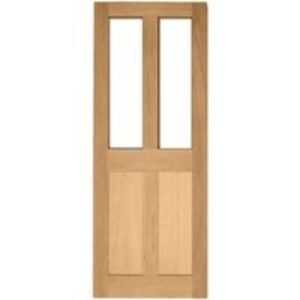 Solid Clear Oak External Door 4 Panel Glazed External Door Custom size