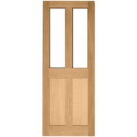 Solid Clear Oak External Door 4 Panel Glazed External Door Custom size