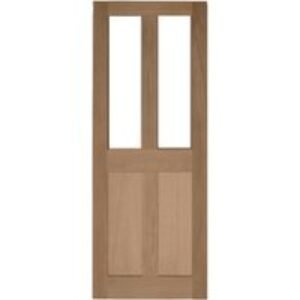 Solid Medium Oak External Door 4 Panel Glazed External Door Custom size