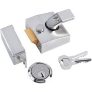 Nightlatch Narrow Deadlock Satin Chrome Plated Yale P85