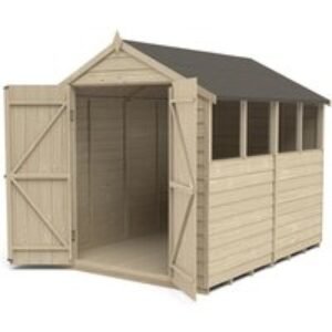 Overlap Apex Double Door 4 Window Pressure Treated Shed Installed