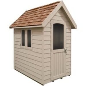 Forest Garden Retreat Shed Painted Natural Cream Installed 6 x 4m