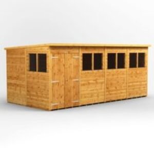 16 x 8 Power Pent Double Door Garden Shed