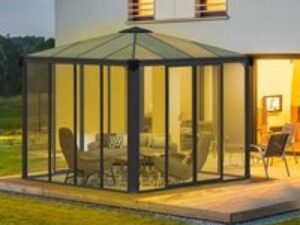 10x10 Palram Canopia Ledro 3000 Enclosed Grey Gazebo