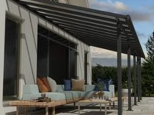 10' x 28' Palram Canopia Olympia Grey Patio Cover with Clear Panels (2.95m x 8.60m)