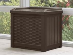 1'10 x 1'5 Suncast 83L Plastic Garden Storage Seat - Java (0.57m x 0.45m)