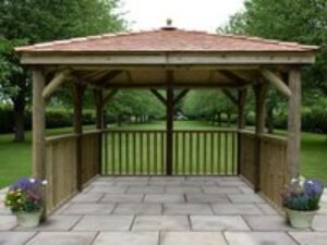11'x11' (3.5x3.5m) Square Wooden Garden Gazebo with New England Cedar Roof