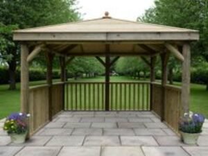 11'x11' (3.5x3.5m) Square Wooden Garden Gazebo with Timber Roof