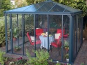12x12 Palram Canopia Ledro 3600 Enclosed Grey Gazebo
