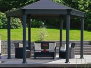 12' x 14' Palram Canopia Roma Hexagonal Garden Gazebo - Grey (3.59m x 4.15m)