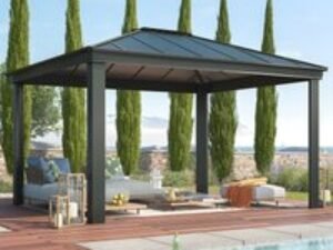 14' x 12' Palram Canopia Dallas 4300 Grey Garden Gazebo (4.26m x 3.64m)