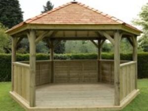 15'x13' (4.7x4m) Wooden Garden Gazebo with New England Cedar Roof - Seats up to 19 people