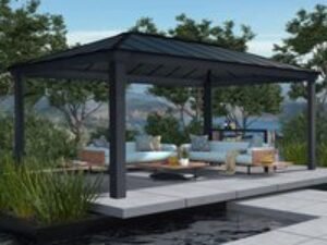 20' x 12' Palram Canopia Dallas 6100 Grey Garden Gazebo (6.12m x 3.64m)