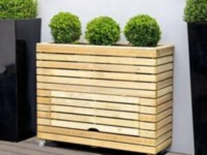 3'11 x 1'4 Forest Linear Tall Wooden Garden Planter with Storage and Wheels (1.2m x 0.4m)