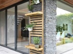 5'11 Forest Slatted Tall Wall Planter - 2 Shelves (0.6m x 0.18m)