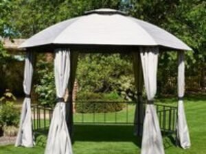 5'9 x 5'9 Glendale Big Hex Hexagonal Grey Garden Gazebo (1.75m x 1.75m)
