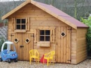 6' x 10' Traditional 2 Storey Kids Wooden Playhouse with Garage (1.83x3.05m)
