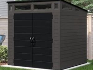 7' x 7' Suncast Modernist Plastic Garden Storage Shed - Peppercorn (2.20m x 2.22m)