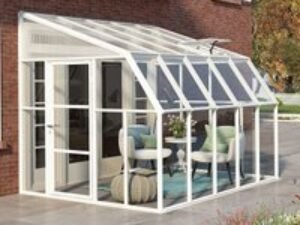 8'x10' Palram Canopia Rion White Sun Room Walk In Wall Greenhouse (2.4x3m)