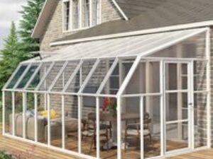8'x16' Palram Canopia Rion White Sun Room Walk In Wall Greenhouse (2.4x4.8m)