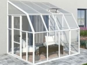8'x8' Palram Canopia Rion White Sun Room Walk In Wall Greenhouse (2.4x2.4m)