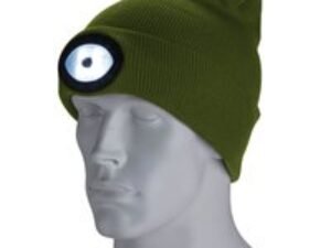 Draper Beanie Hat and USB Rechargeable LED Headlight Green One Size