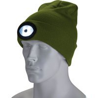 Draper Beanie Hat and USB Rechargeable LED Headlight Green One Size