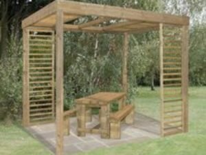 Forest Dining Wooden Garden Pergola Kit with Panels 10'x8