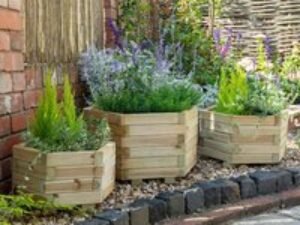 Forest York Hexagonal Wooden Garden Planter 3'x1'8 (0.9x0.5m) - Set of 3