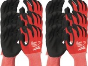 Milwaukee Cut Level 1 Dipped Work Gloves Black / Red L Pack of 12