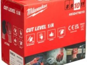 Milwaukee Cut Level 1 Dipped Work Gloves Black / Red XL Pack of 144